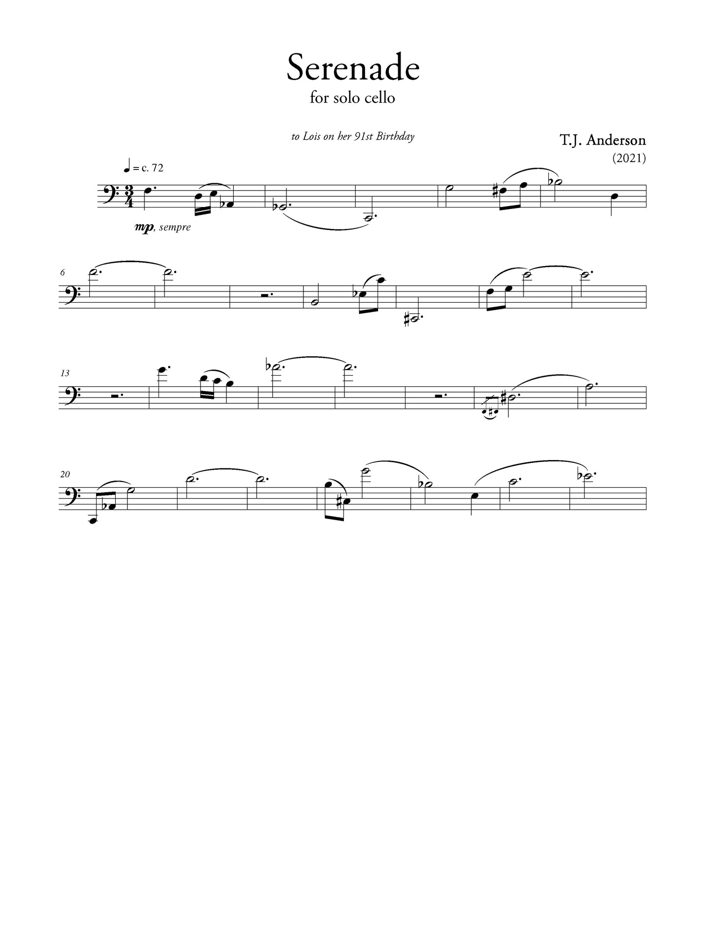 Serenade for Solo Cello