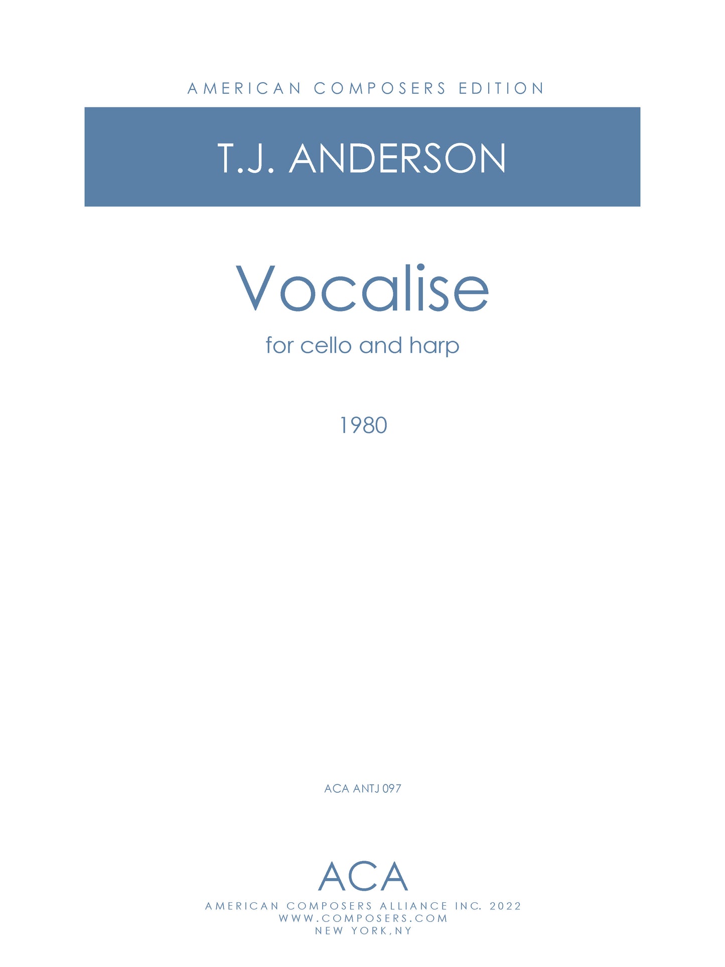 Vocalise - for Cello and Harp