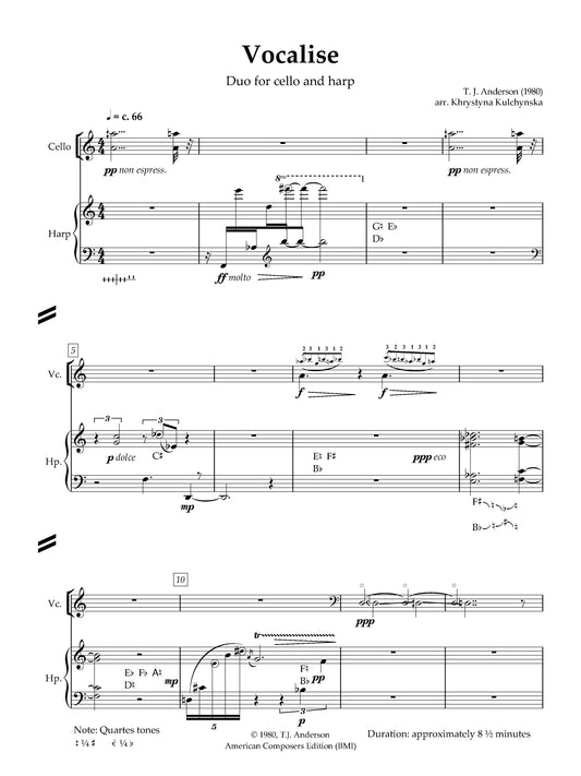 Vocalise - for Cello and Harp