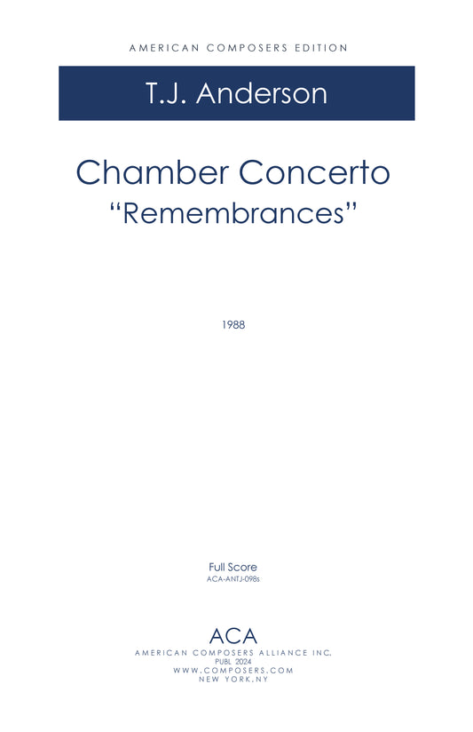 CHAMBER CONCERTO: REMEMBRANCES