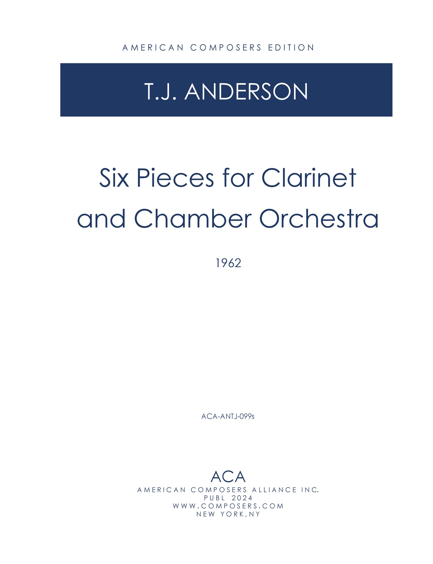 Six Pieces for Clarinet and Chamber Orchestra