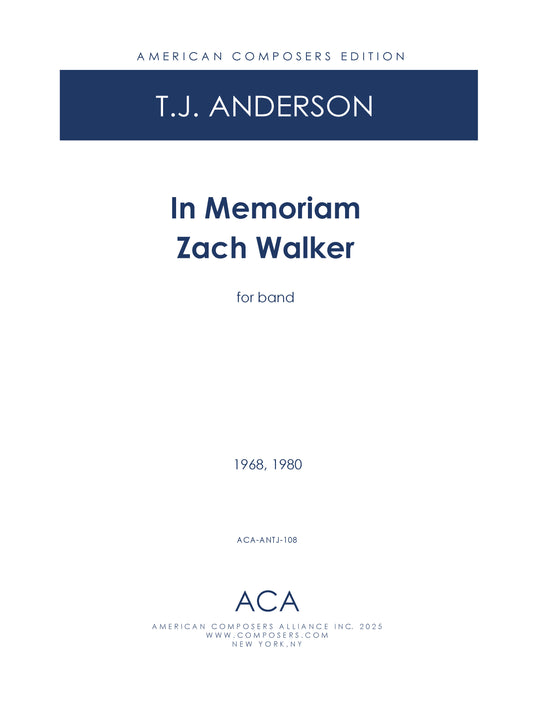 In Memoriam Zach Walker