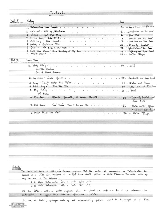 Thomas Jefferson's Minstrels (an evening's entertainment) Piano-Vocal score