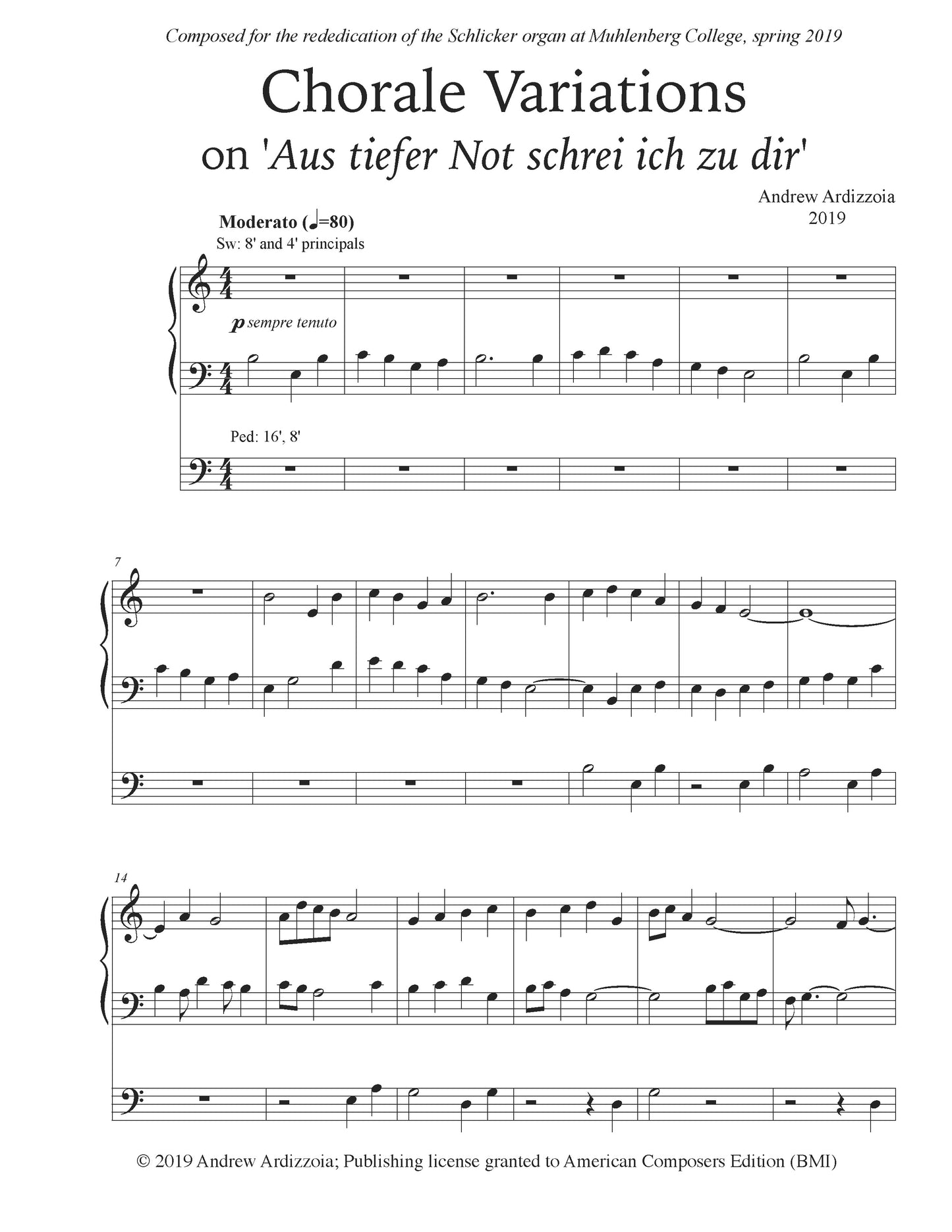 Chorale Variations on "Aus tiefer Not schrei ich zu dir", Op. 55