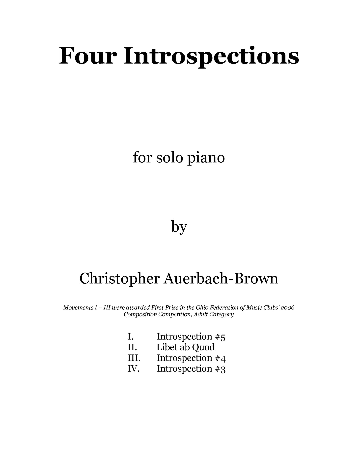 FOUR INTROSPECTIONS