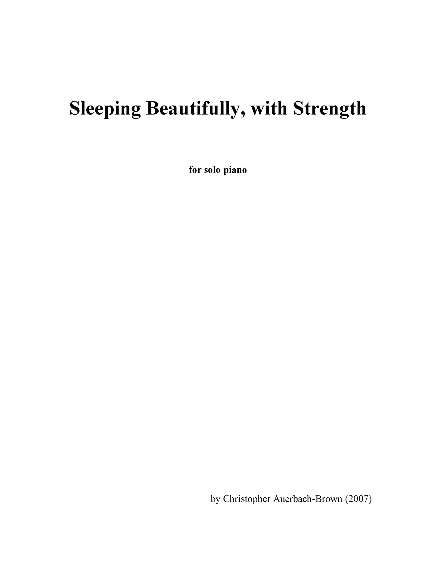 SLEEPING BEAUTIFULLY, WITH STRENGTH