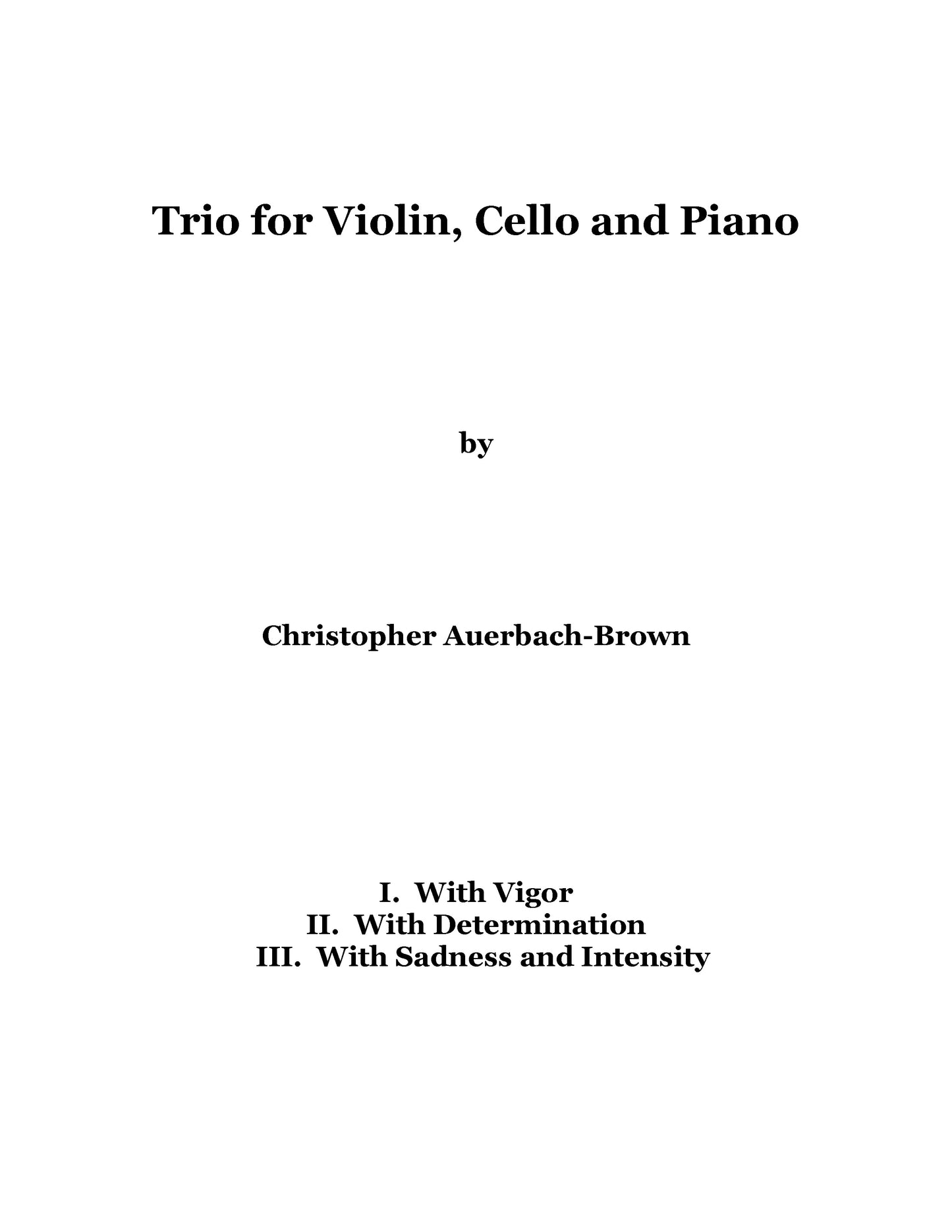 TRIO for Violin, Cello and Piano