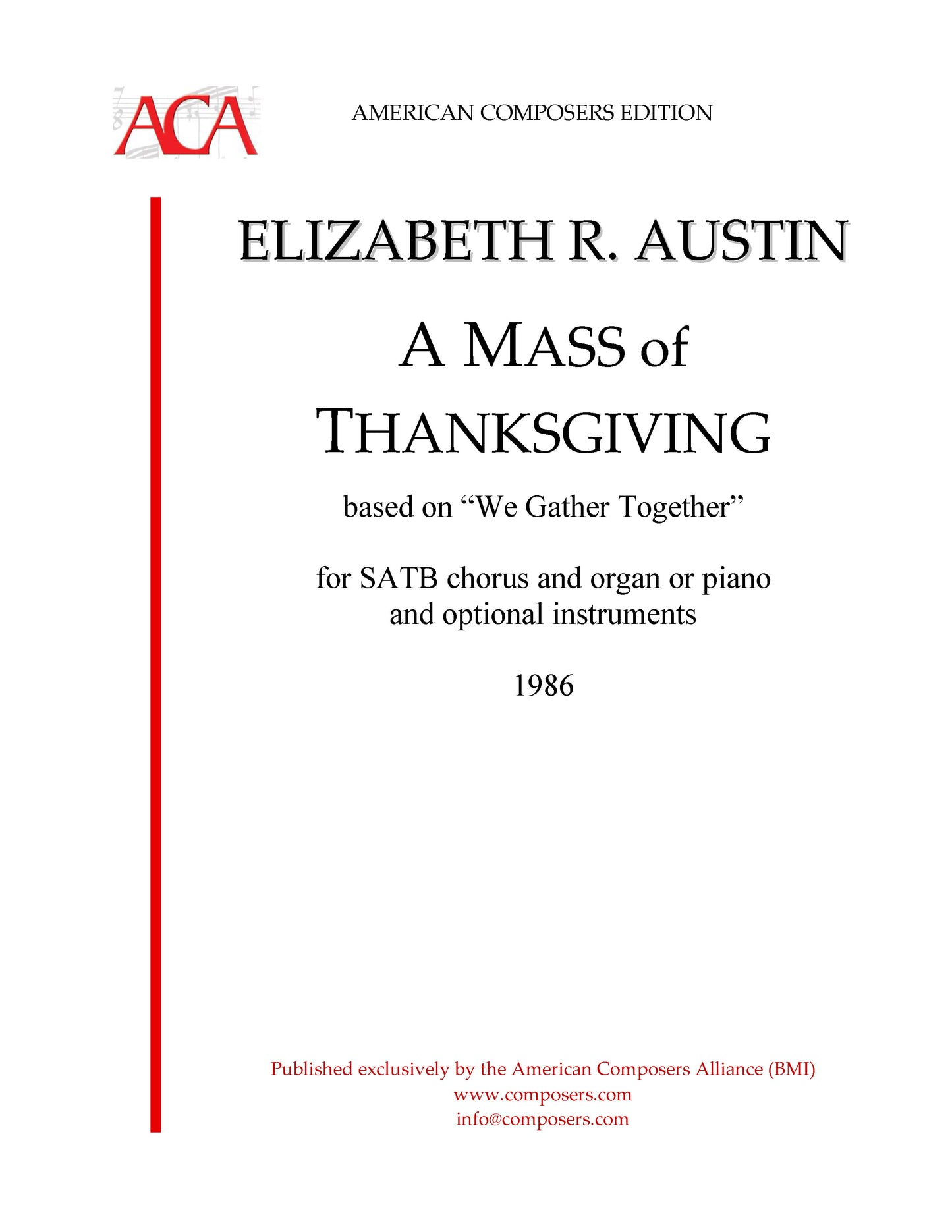 Mass of Thanksgiving ('We Gather Together')