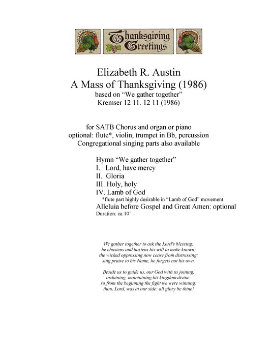 Mass of Thanksgiving ('We Gather Together')