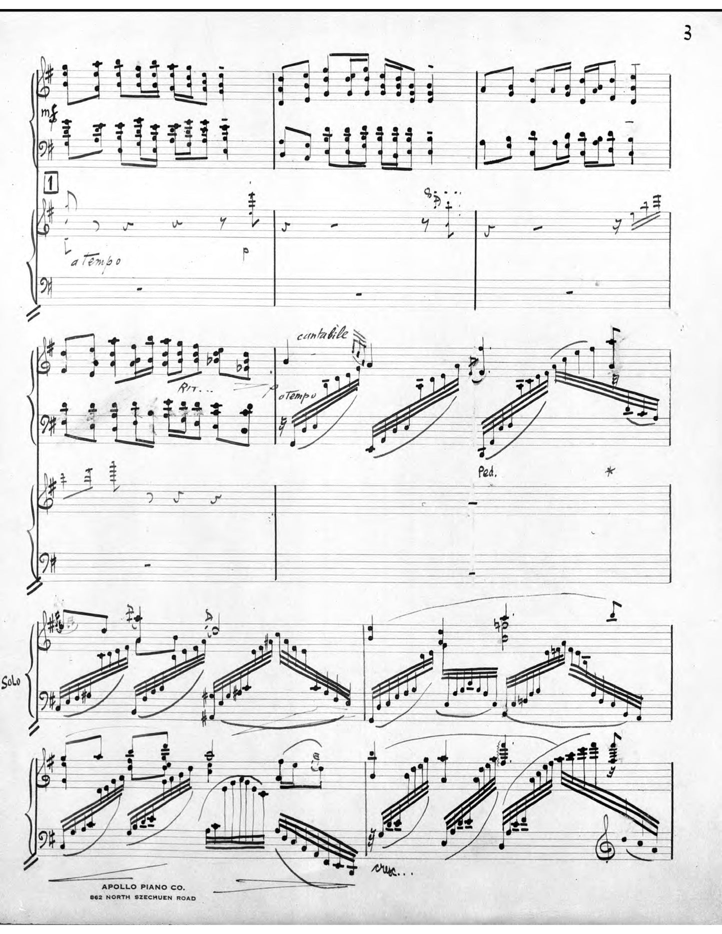 PIANO CONCERTO IN G (Concerto on Chinese Themes) - reduced score for 2 pianos