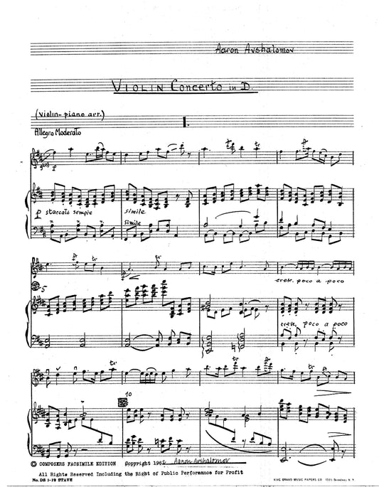 VIOLIN CONCERTO in D (On Chinese Themes) Piano Reduction