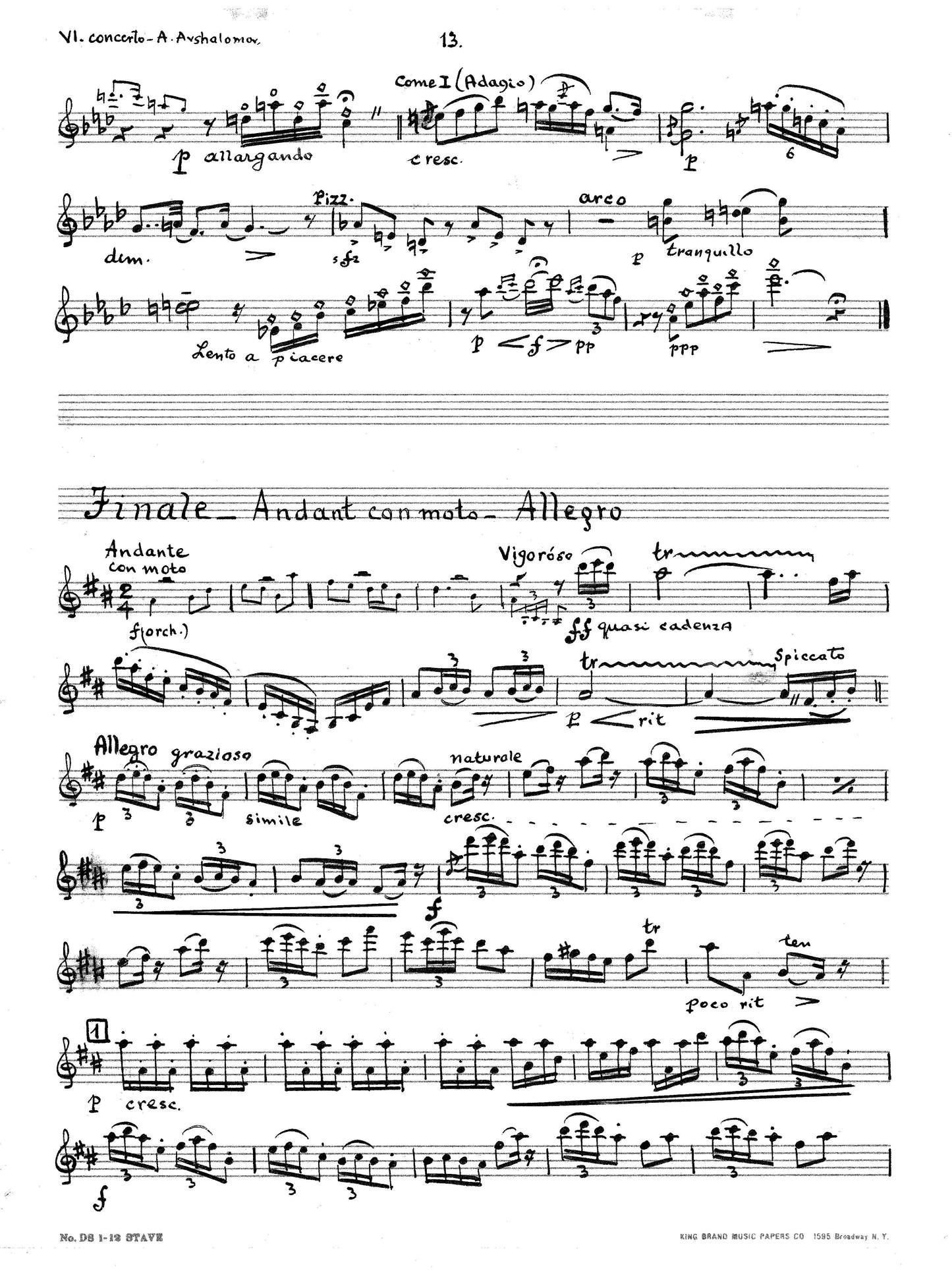 VIOLIN CONCERTO in D (On Chinese Themes) Piano Reduction