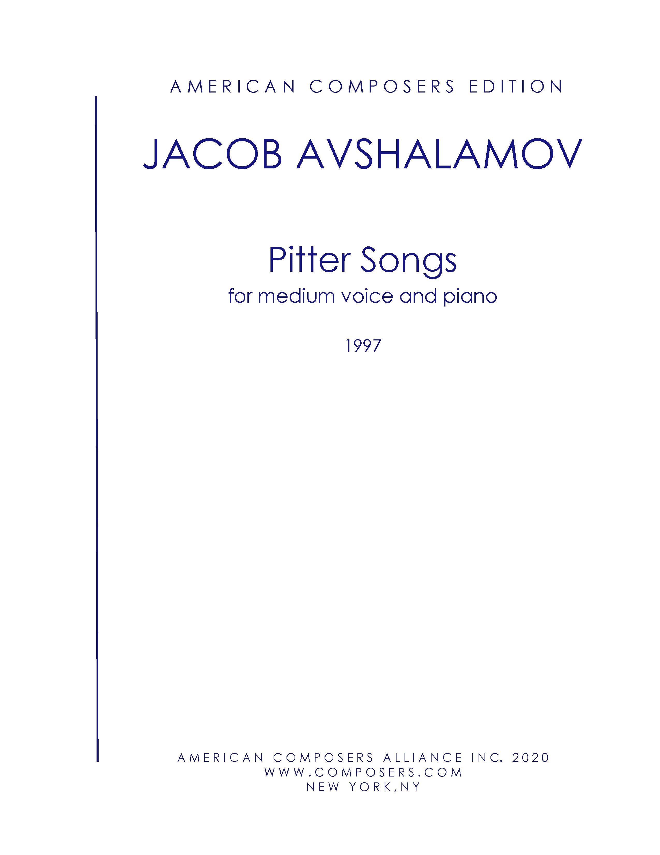 PITTER SONGS – American Composers Alliance