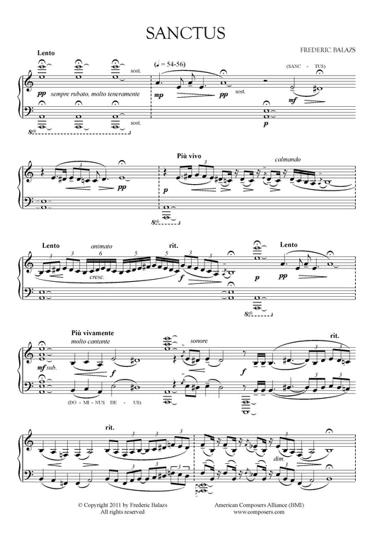 SANCTUS & AGNUS DEI for piano solo