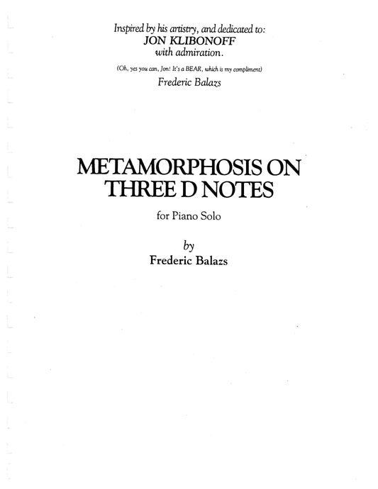 METAMORPHOSIS ON THREE D NOTES