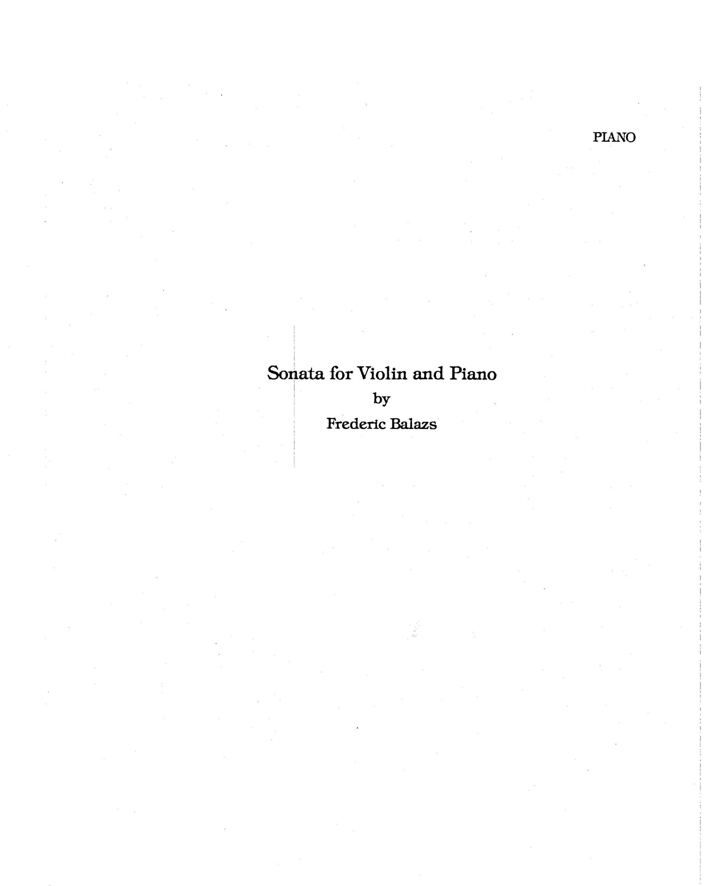 SONATA FOR VIOLIN & PIANO