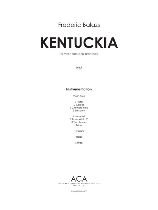 KENTUCKIA for Violin and Full Orchestra