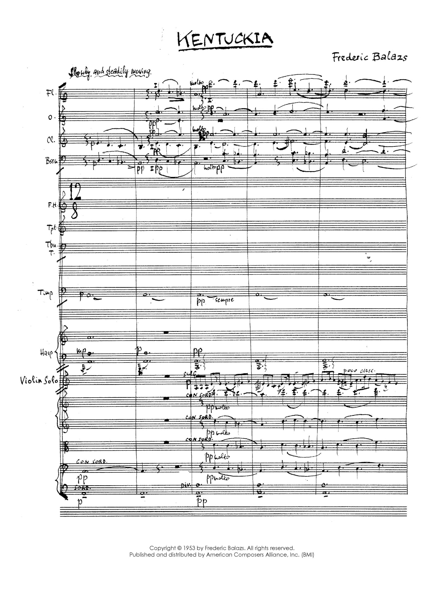 KENTUCKIA for Violin and Full Orchestra
