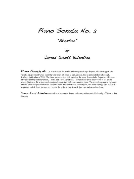 Piano Sonata No. 2 - "Steptoe"