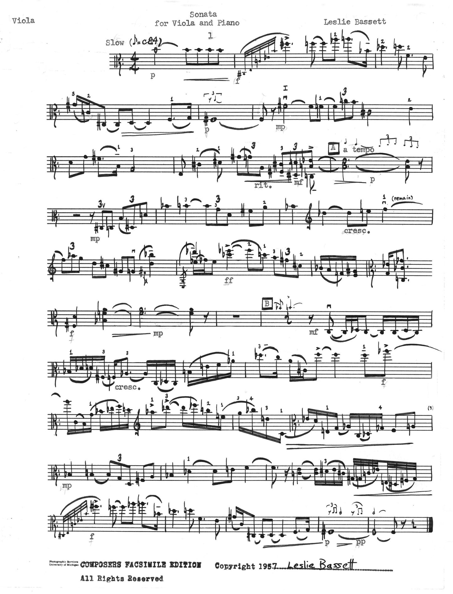 SONATA FOR VIOLA & PIANO