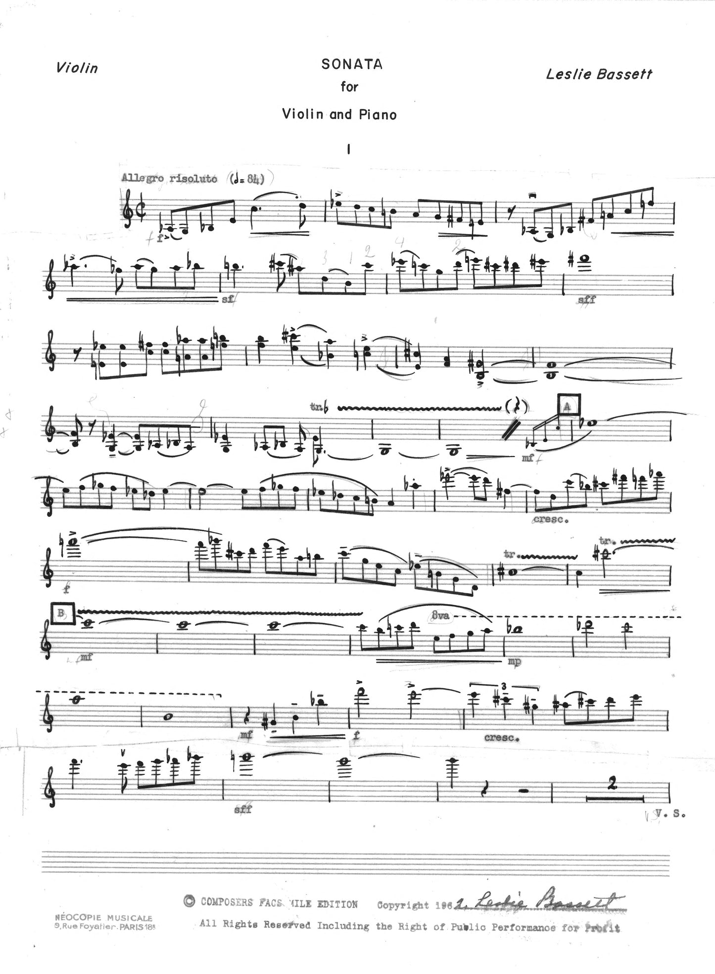 SONATA FOR VIOLIN & PIANO