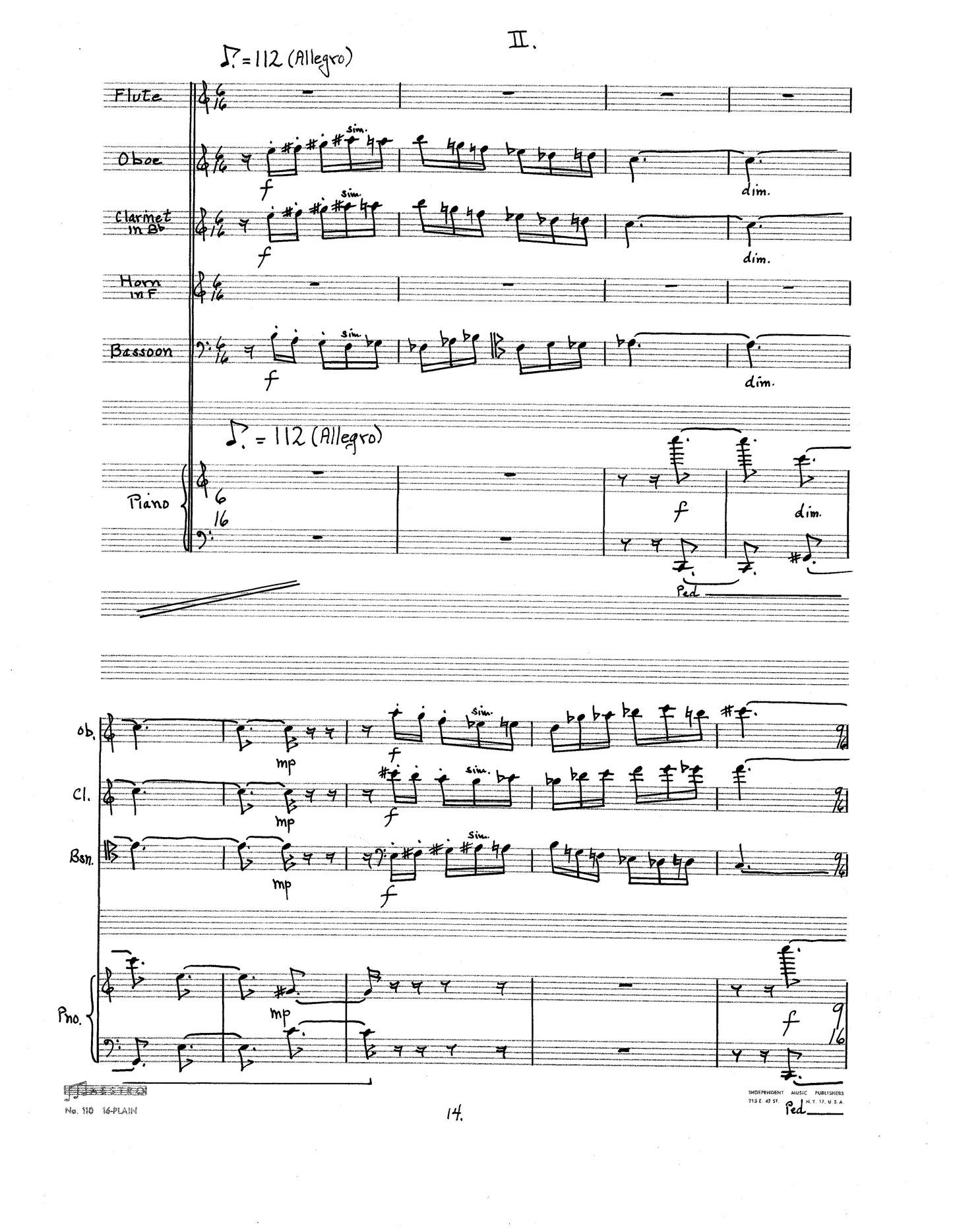 SEXTET for Winds and Piano Op. 39