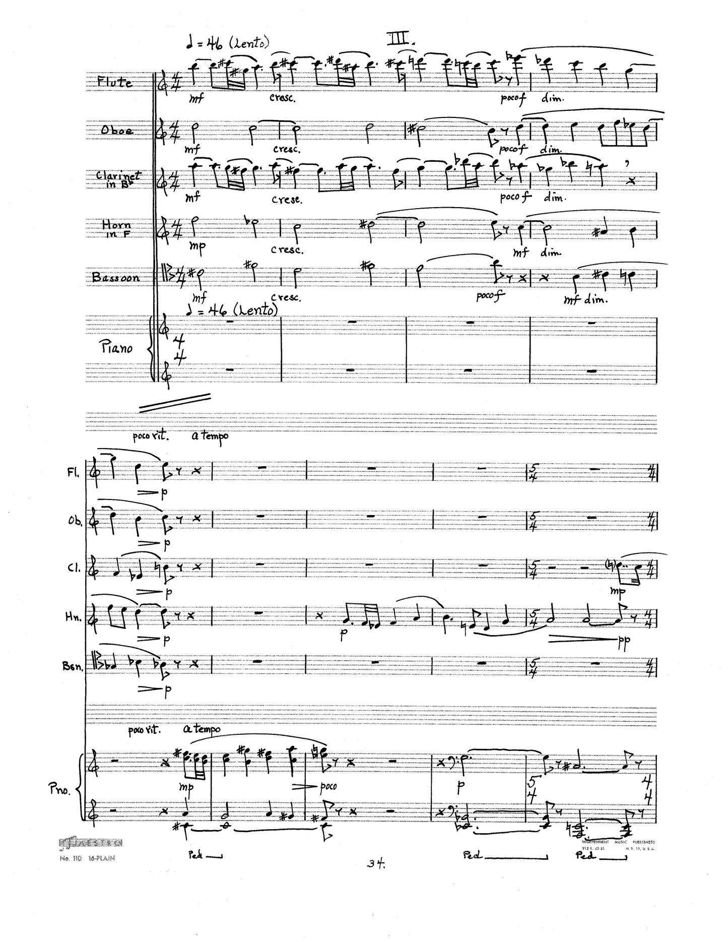 SEXTET for Winds and Piano Op. 39