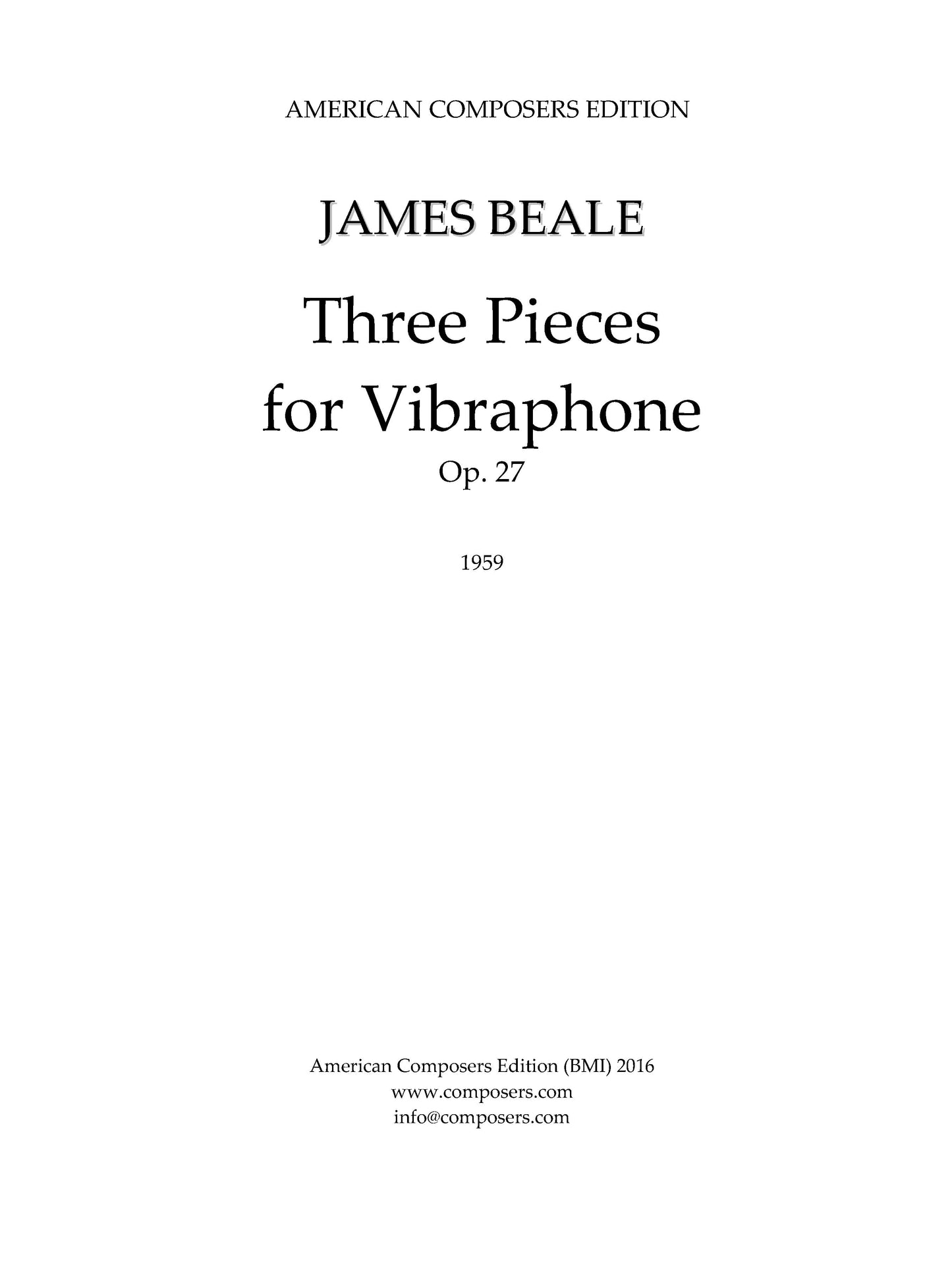 THREE PIECES FOR VIBRAPHONE, Op. 27