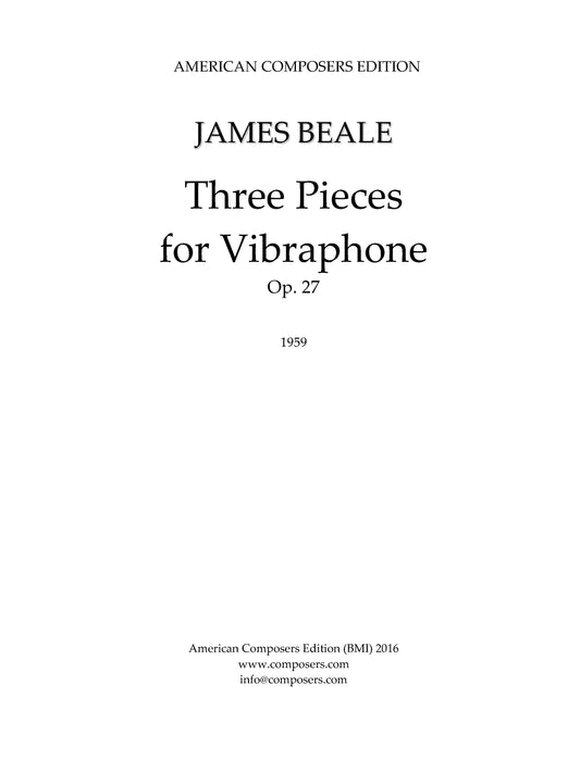 THREE PIECES FOR VIBRAPHONE, Op. 27