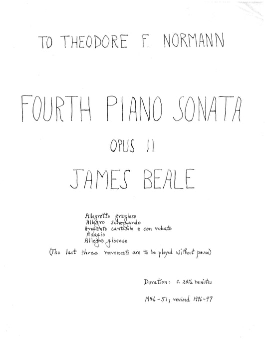 PIANO SONATA, 4th, Op. 11