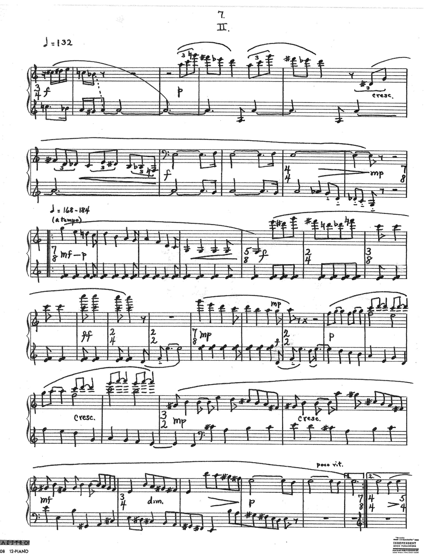 PIANO SONATA, 7th; Op 20