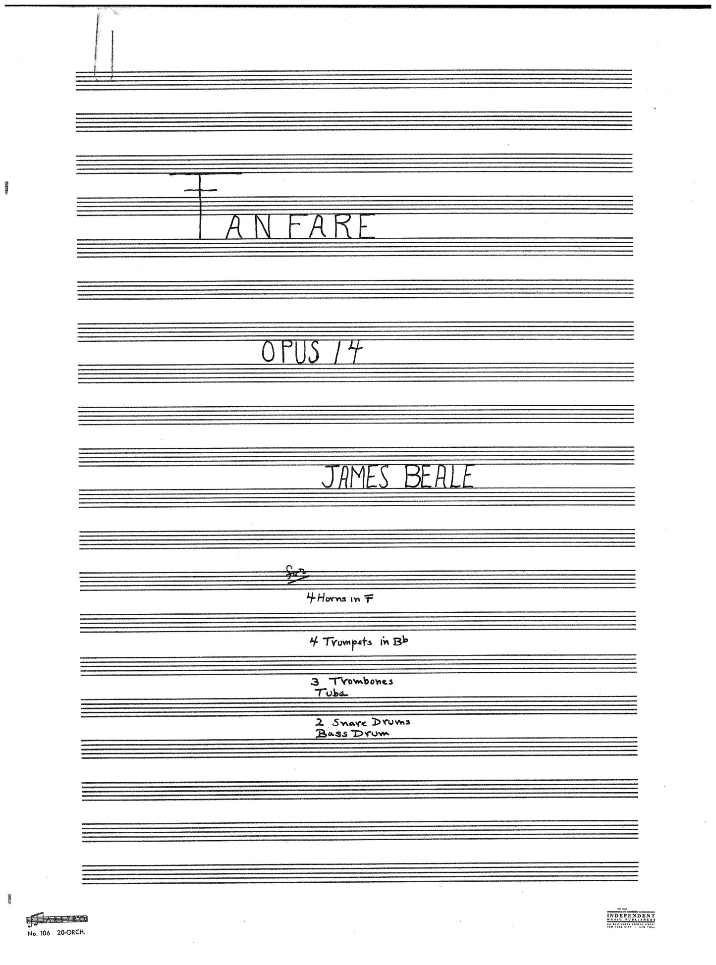 Fanfare , Opus 14 (1952)