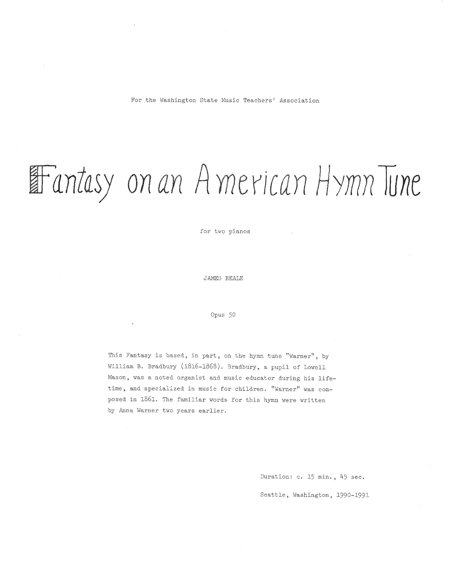 FANTASY ON AN AMERICAN HYMN TUNE