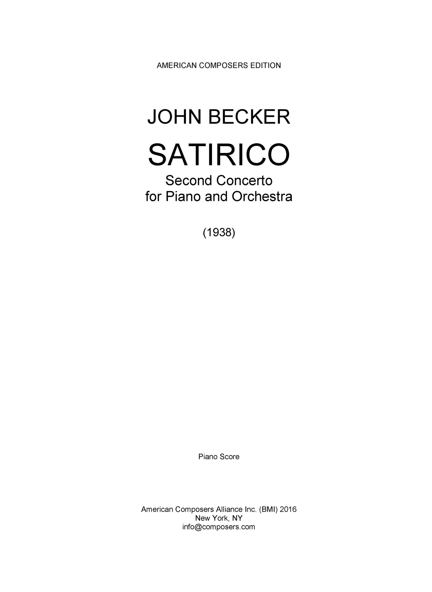 SATIRICO PIANO CONCERTO No. 2