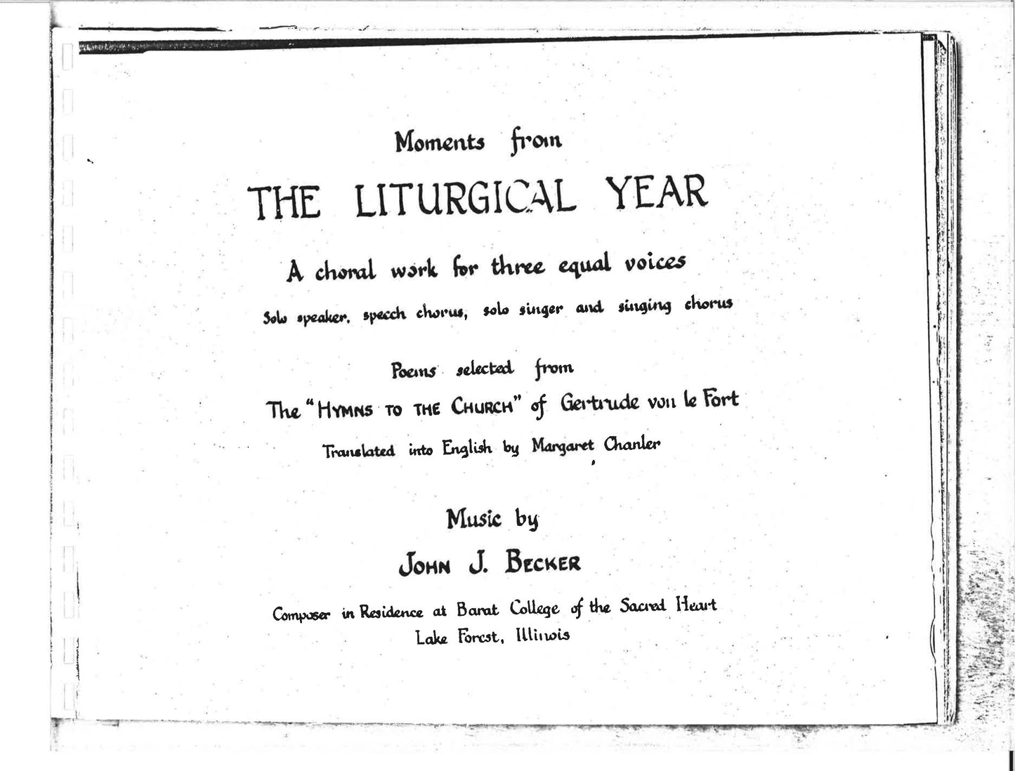 MOMENTS FROM THE LITURGICAL YEAR