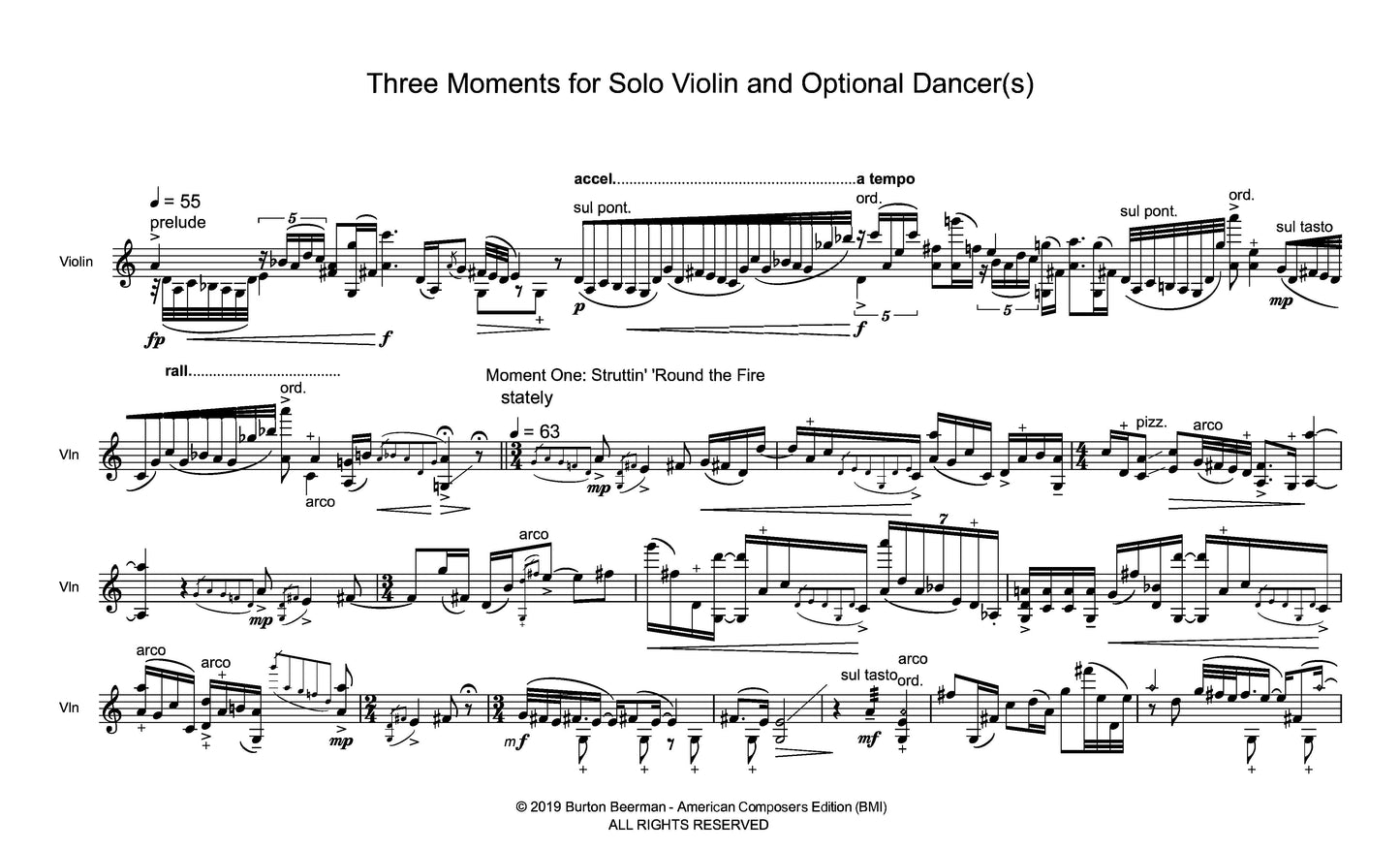 Three Moments for Solo Violin