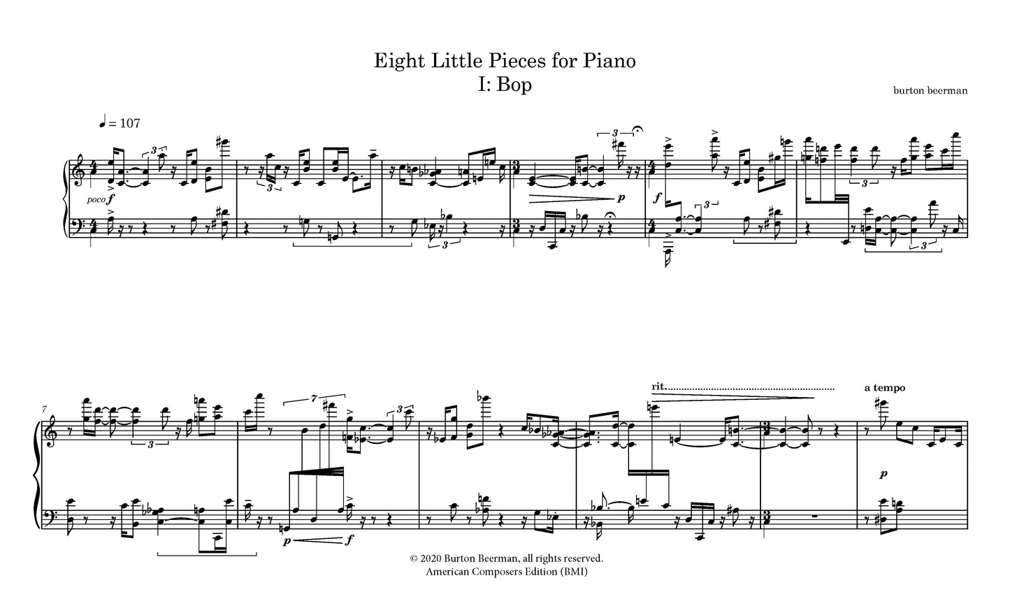 Eight Little Pieces for Solo Piano