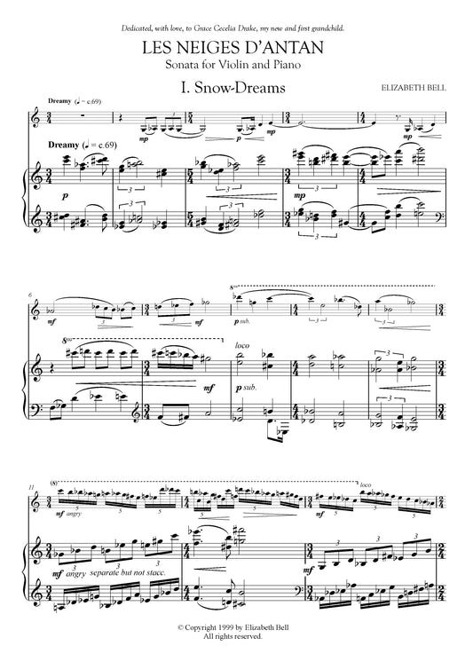 LES NEIGES D'ANTAN -- SONATA FOR VIOLIN AND PIANO