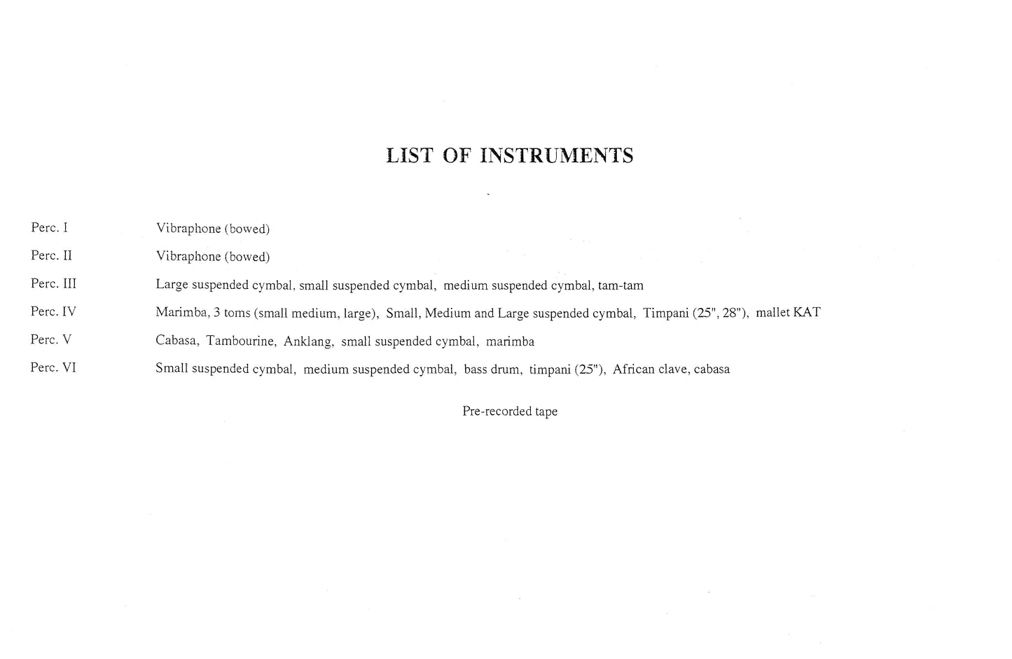 SYNTHECISMS NO. 6 (Nocturne for Percussion Ensemble and Tape)