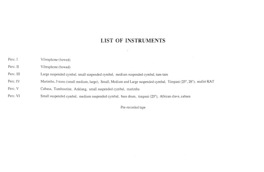 SYNTHECISMS NO. 6 (Nocturne for Percussion Ensemble and Tape)