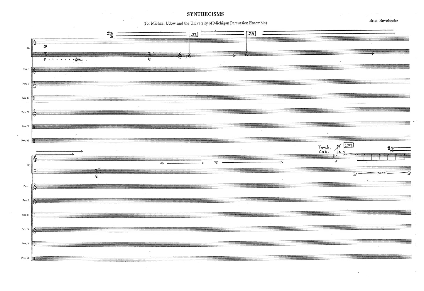 SYNTHECISMS NO. 6 (Nocturne for Percussion Ensemble and Tape)