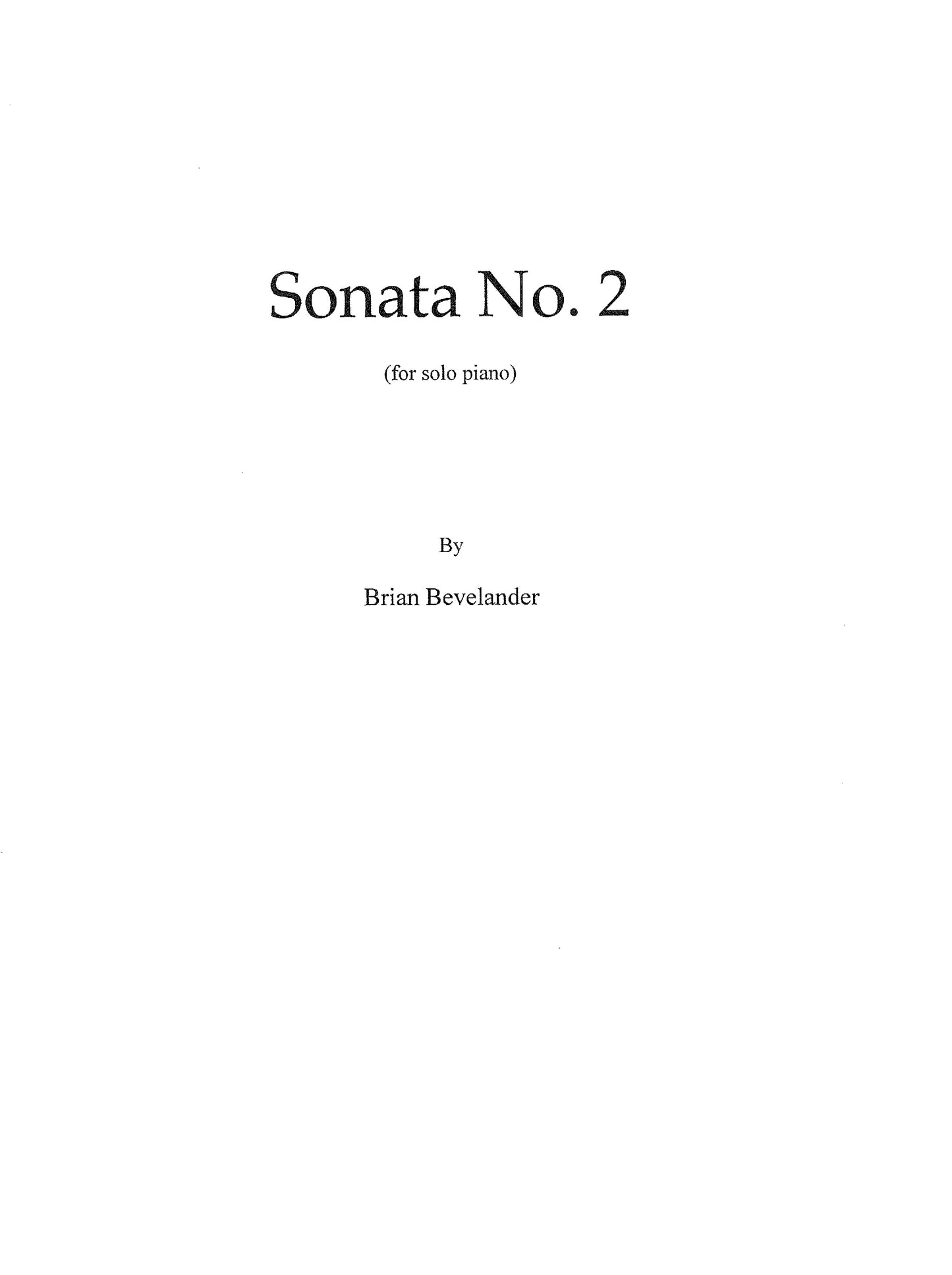 PIANO SONATA, SECOND