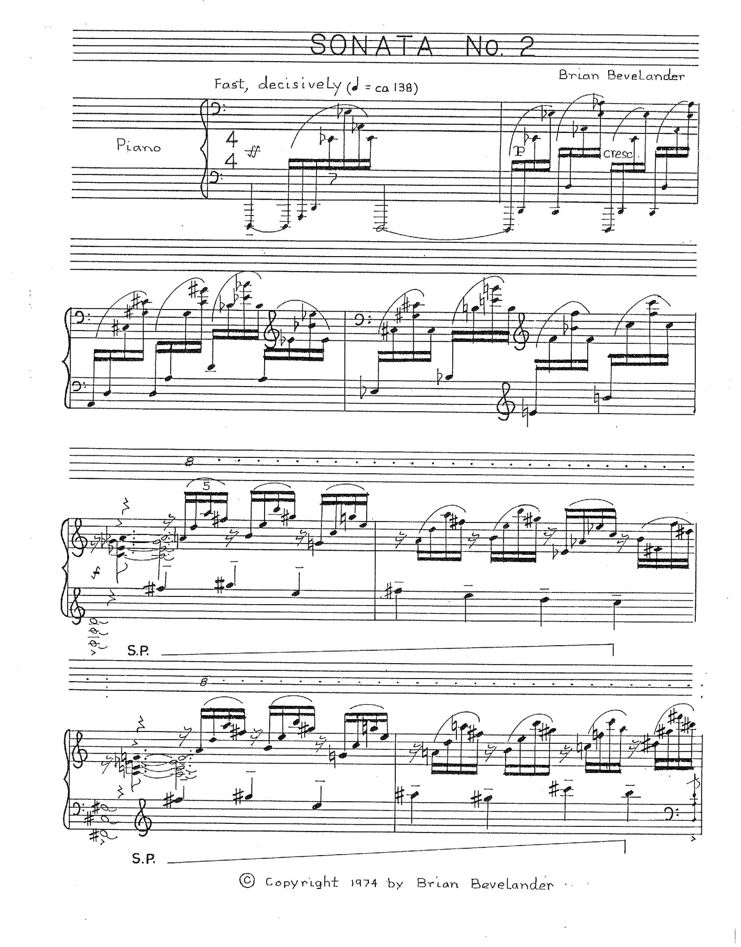 PIANO SONATA, SECOND