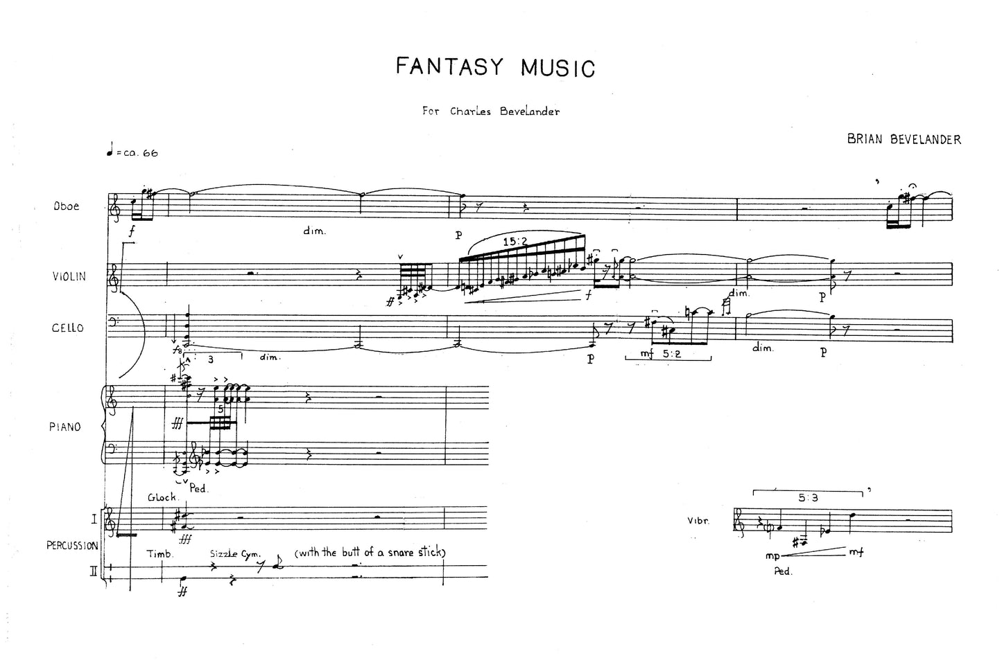 FANTASY MUSIC FOR CHAMBER ENSEMBLE