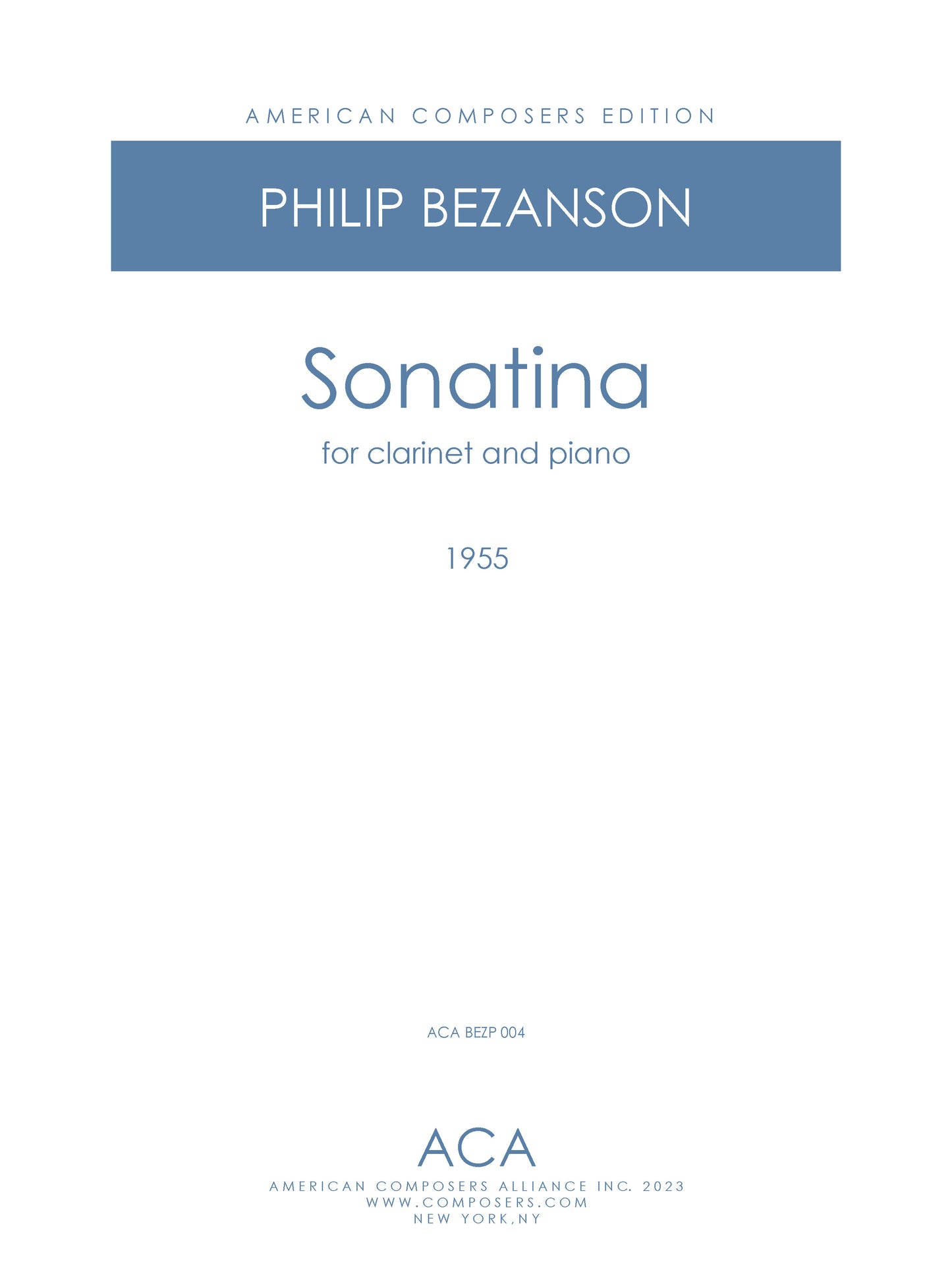 SONATINA FOR CLARINET & PIANO