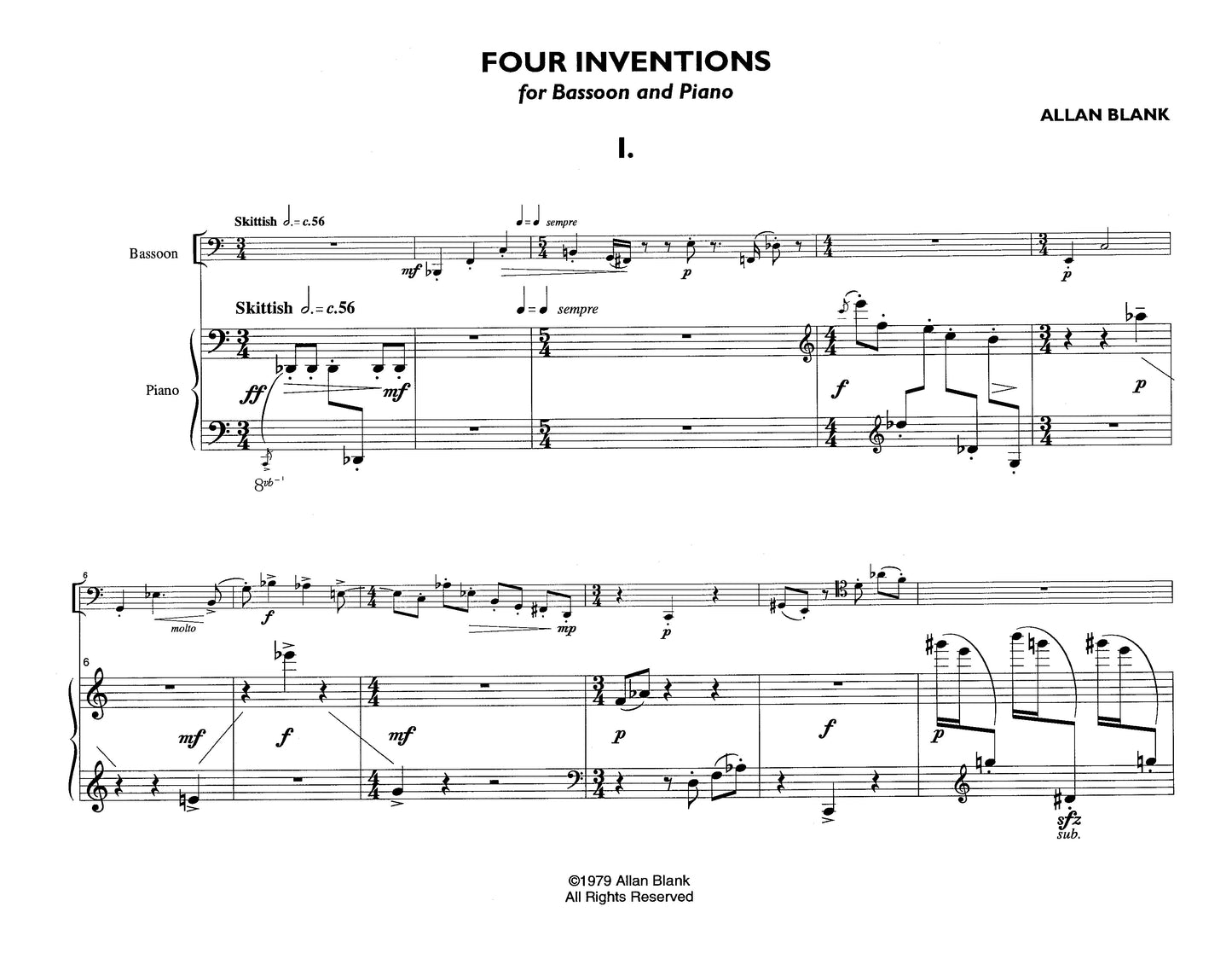 FOUR INVENTIONS for bassoon and piano