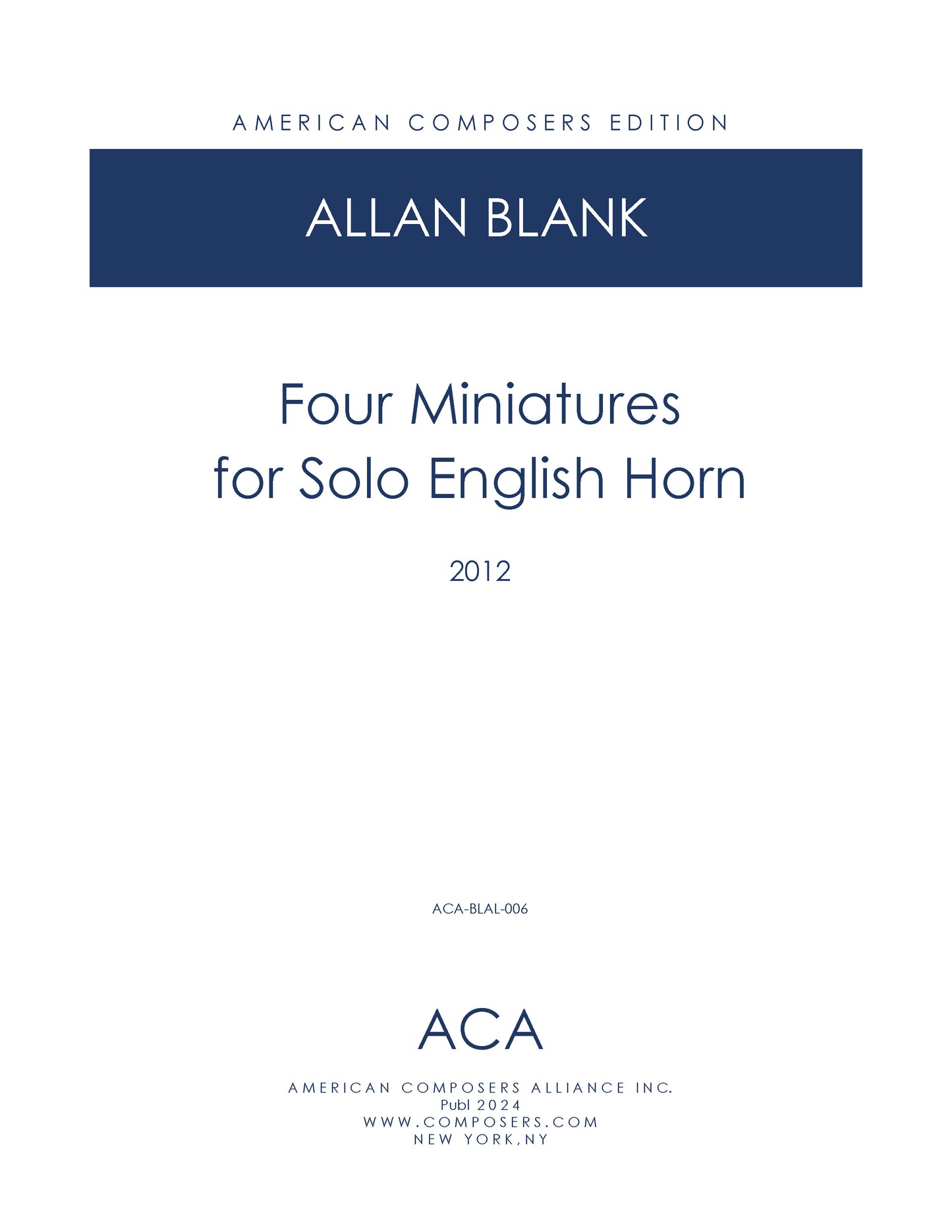 FOUR MINIATURES FOR SOLO ENGLISH HORN