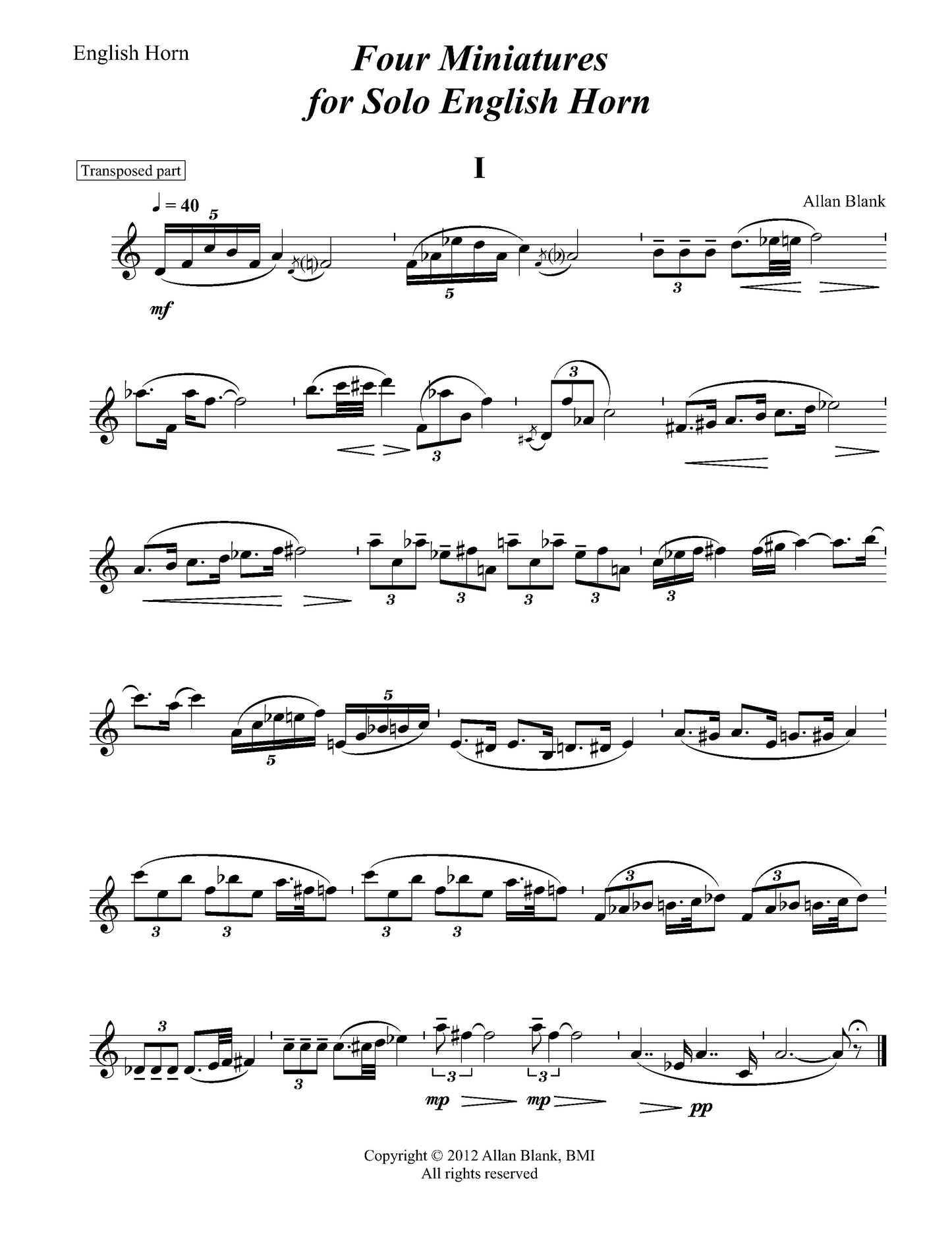 FOUR MINIATURES FOR SOLO ENGLISH HORN