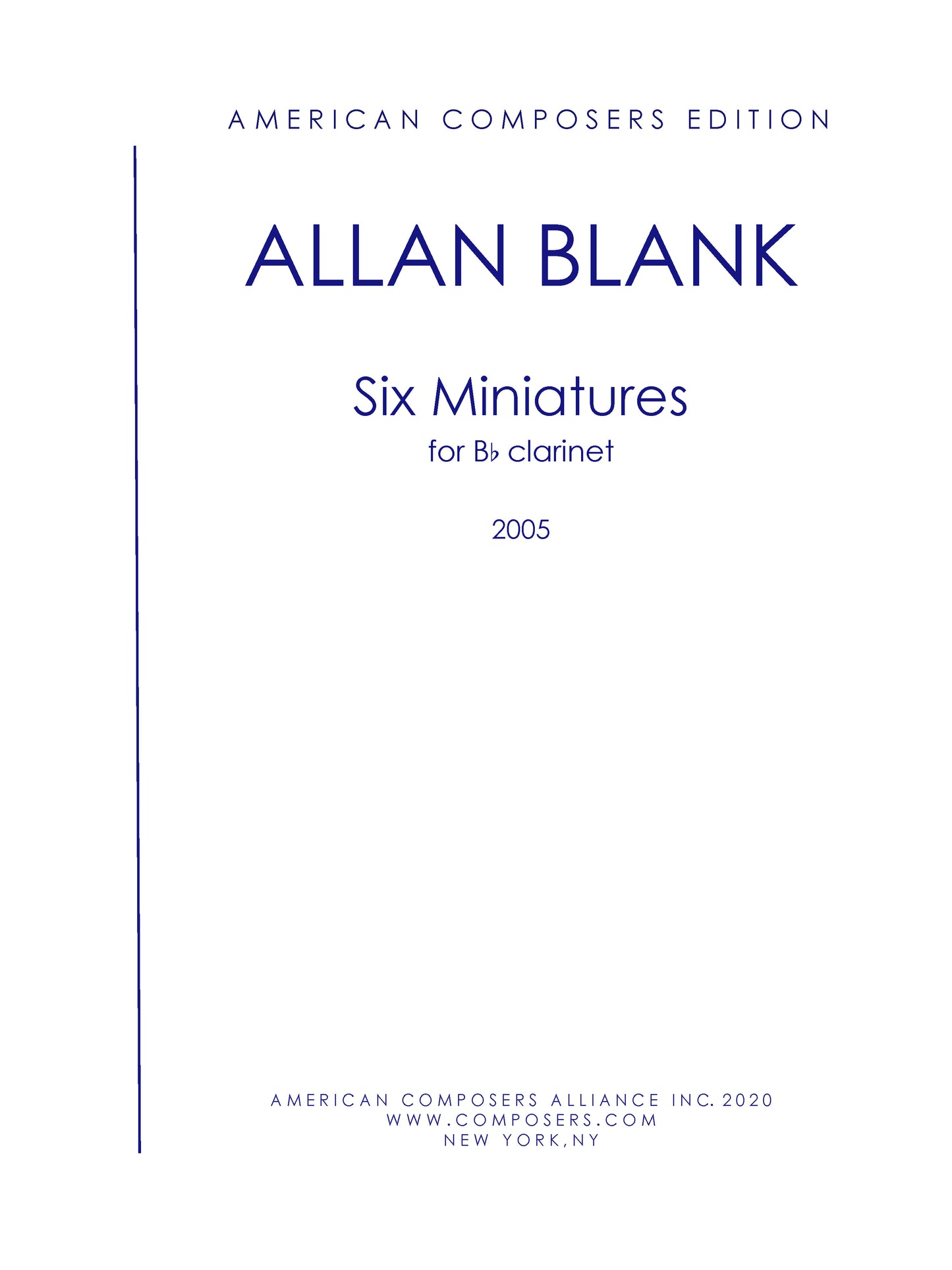 SIX MINIATURES for B-Flat Clarinet