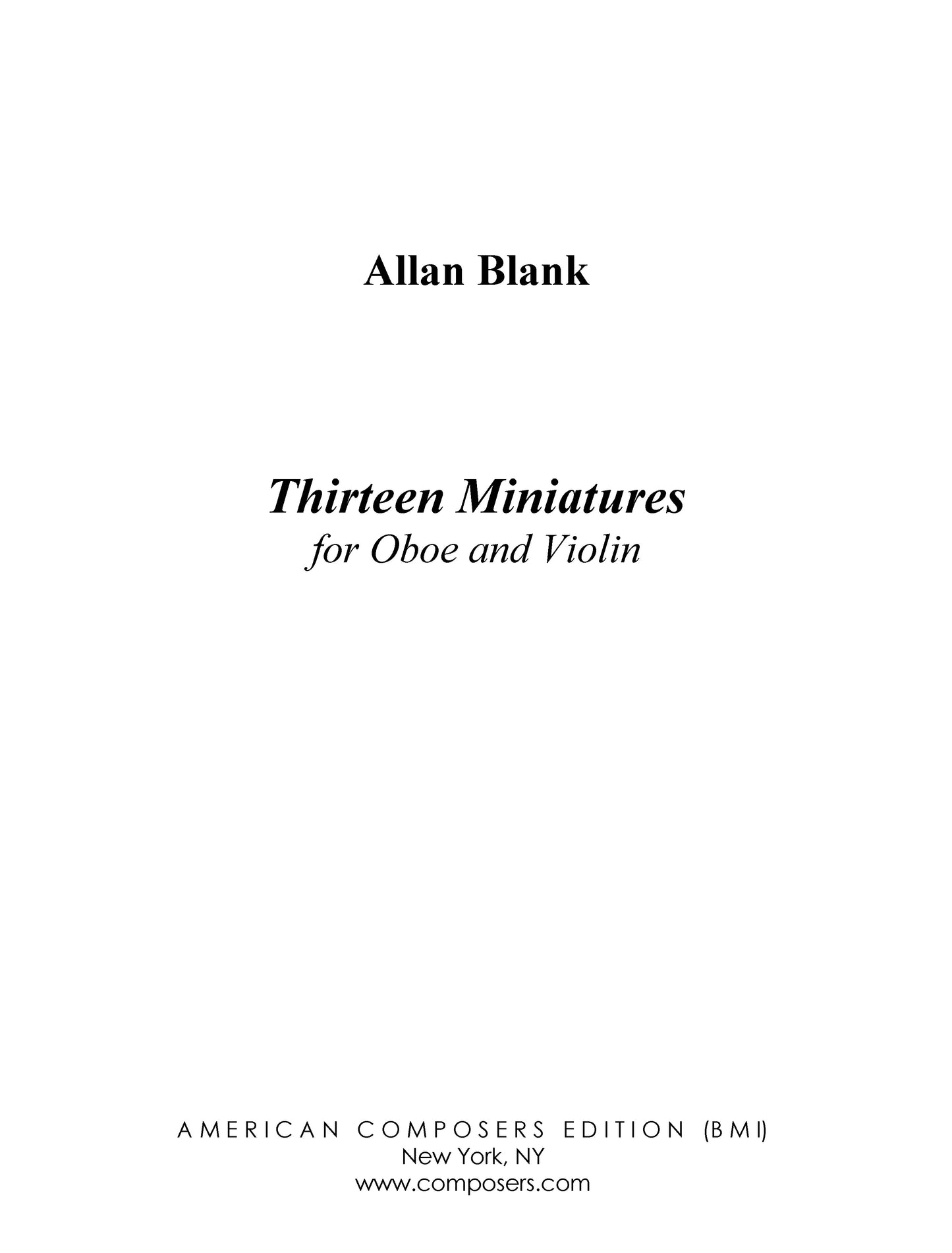 THIRTEEN MINIATURES FOR OBOE AND VIOLIN